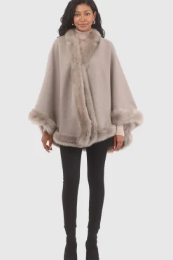 Loro Piana Cashmere & Wool Cape With Merinillo Shearling Lamb Trim