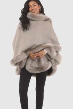 Loro Piana Cashmere & Wool Cape With Merinillo Shearling Lamb Trim