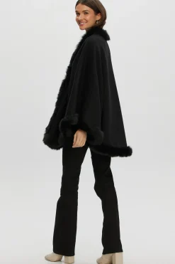 Loro Piana Cashmere & Wool Cape With Merinillo Shearling Lamb Trim