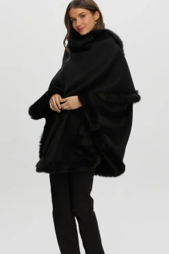 Loro Piana Cashmere & Wool Cape With Merinillo Shearling Lamb Trim