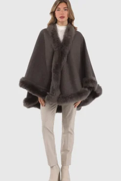 Loro Piana Cashmere & Wool Cape With Merinillo Shearling Lamb Trim