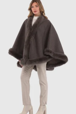 Loro Piana Cashmere & Wool Cape With Merinillo Shearling Lamb Trim