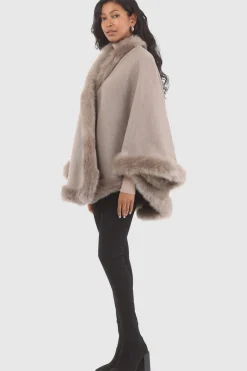 Loro Piana Cashmere & Wool Cape With Merinillo Shearling Lamb Trim