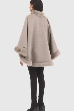 Loro Piana Cashmere & Wool Cape With Merinillo Shearling Lamb Trim