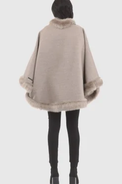 Loro Piana Cashmere & Wool Cape With Merinillo Shearling Lamb Trim