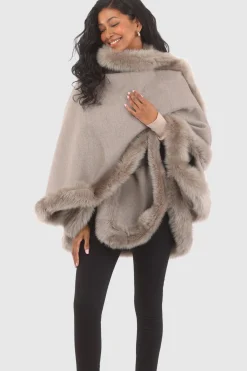 Loro Piana Cashmere & Wool Cape With Merinillo Shearling Lamb Trim