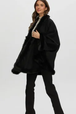 Loro Piana Cashmere & Wool Cape With Merinillo Shearling Lamb Trim