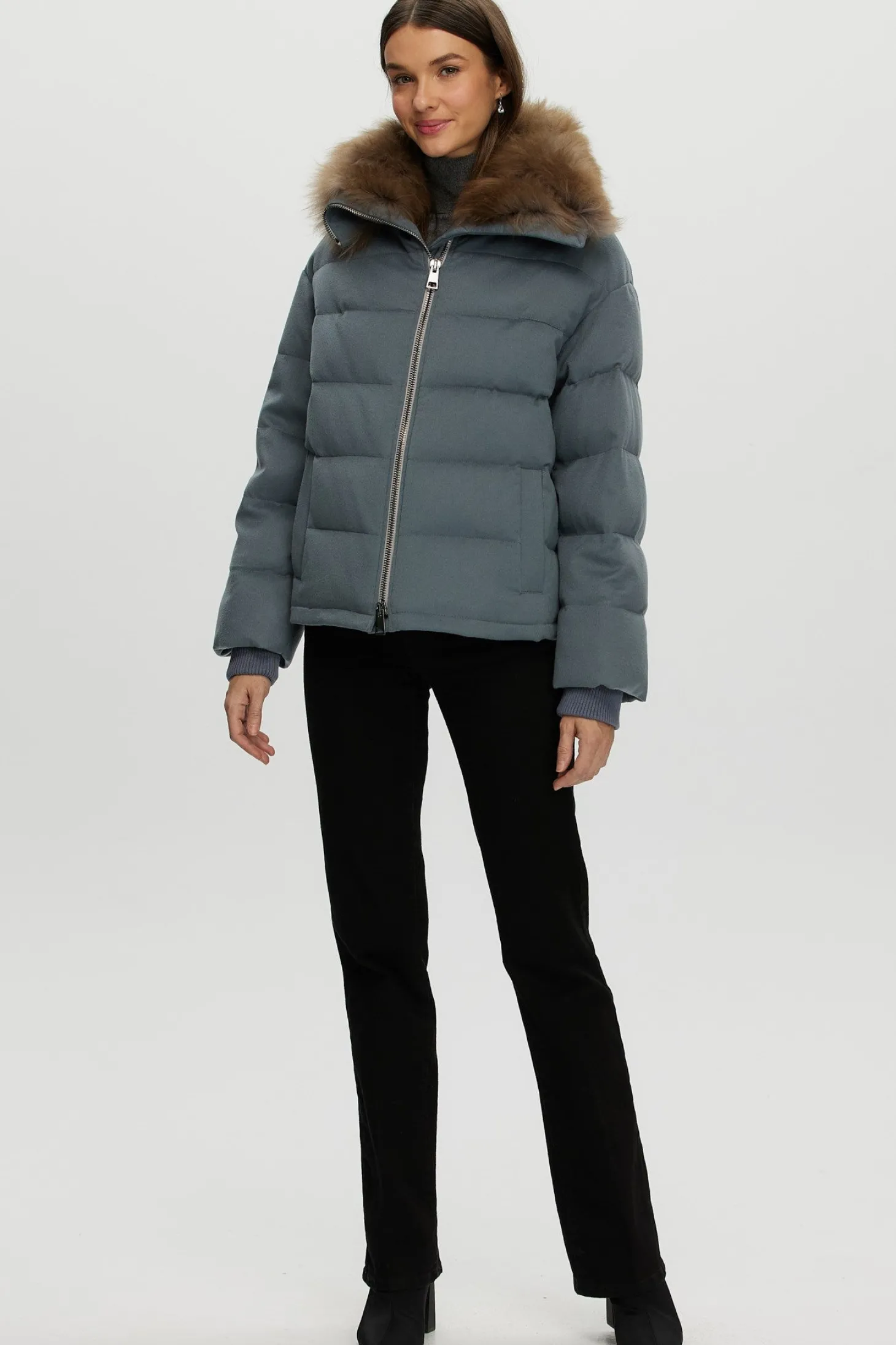 Loro Piana Cashmere Down Jacket With Select Cashmere Goat Collar