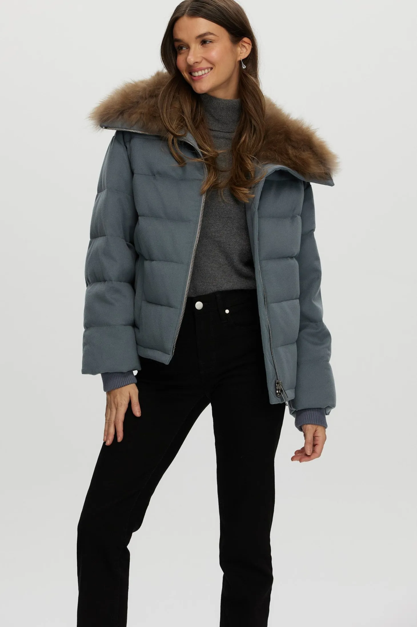 Loro Piana Cashmere Down Jacket With Select Cashmere Goat Collar