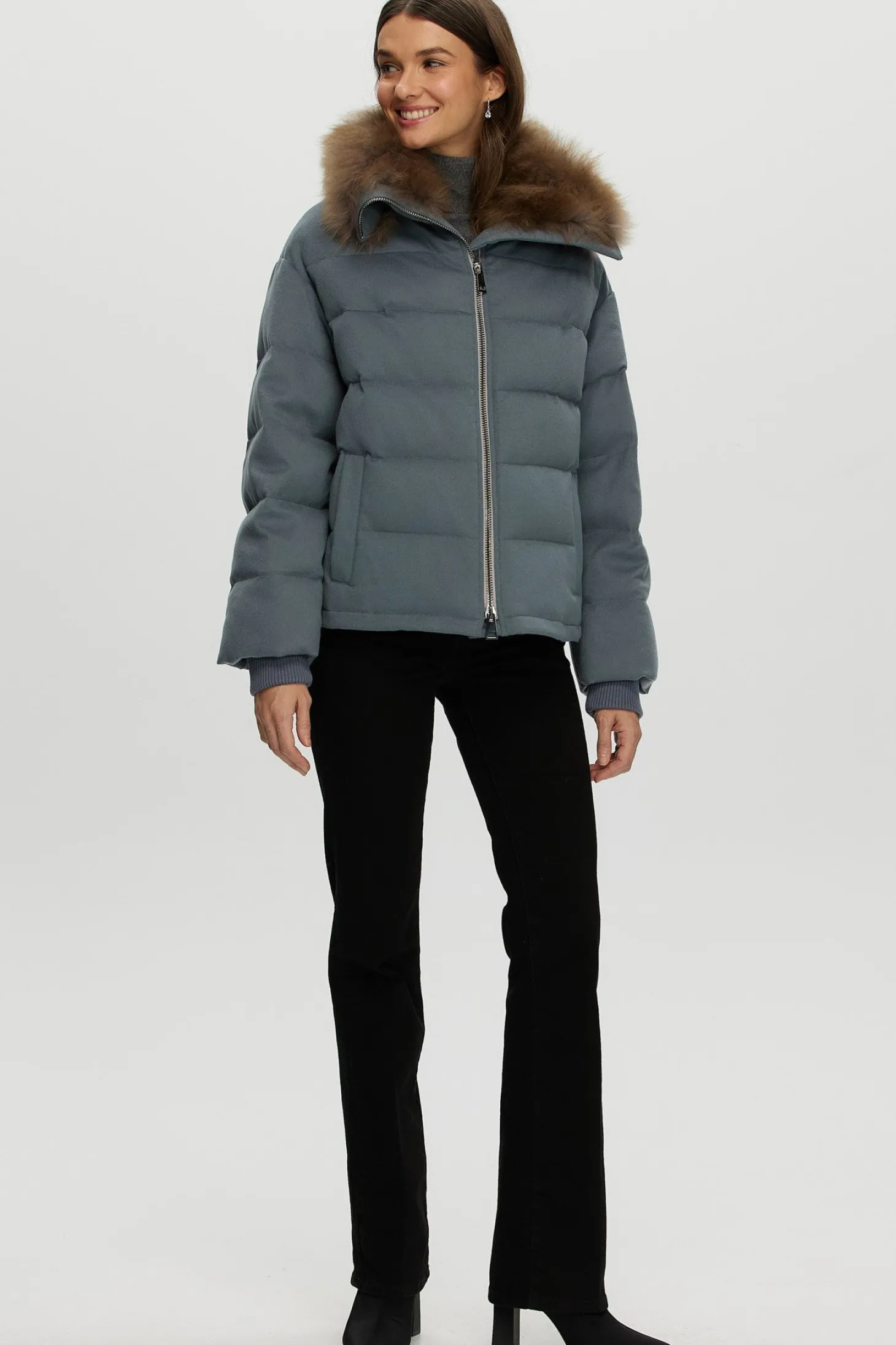 Loro Piana Cashmere Down Jacket With Select Cashmere Goat Collar