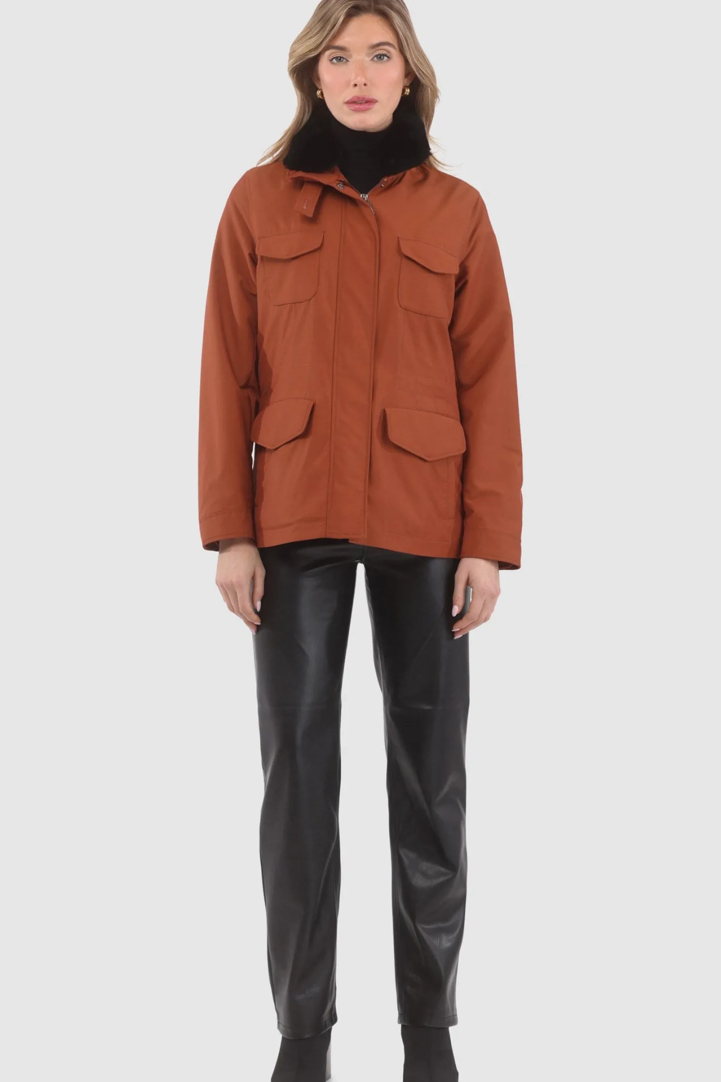 Loro Piana Storm System Lined Jacket With Detachable Select Shearling Lamb Collar, Concealed Hood