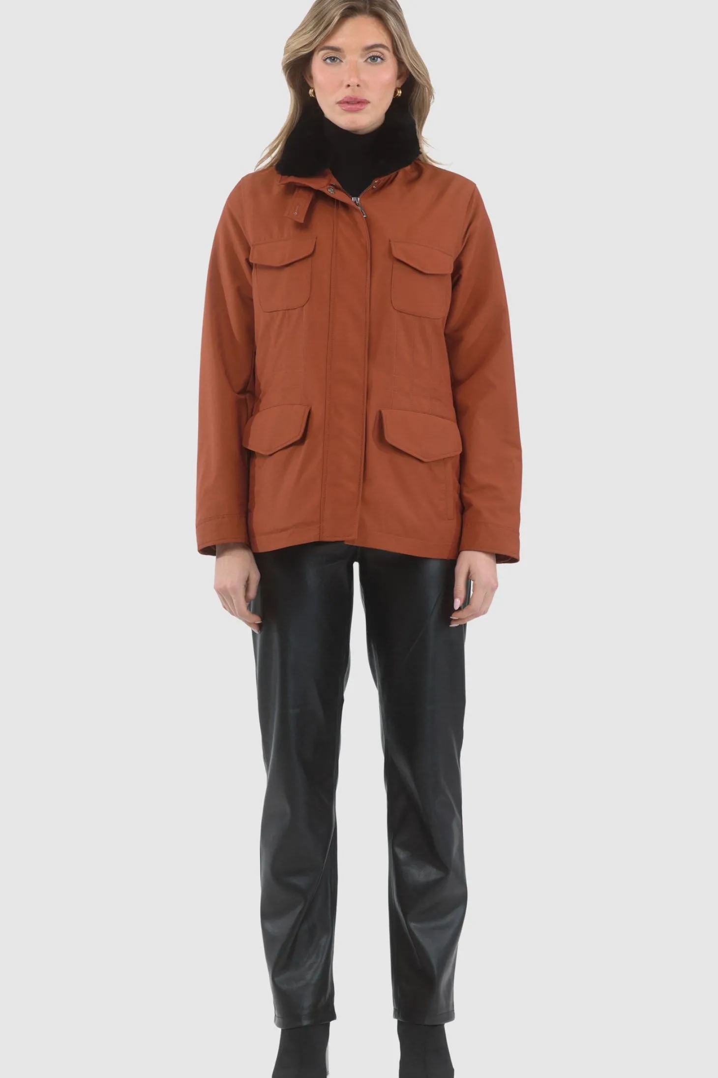 Loro Piana Storm System Lined Jacket With Detachable Select Shearling Lamb Collar, Concealed Hood