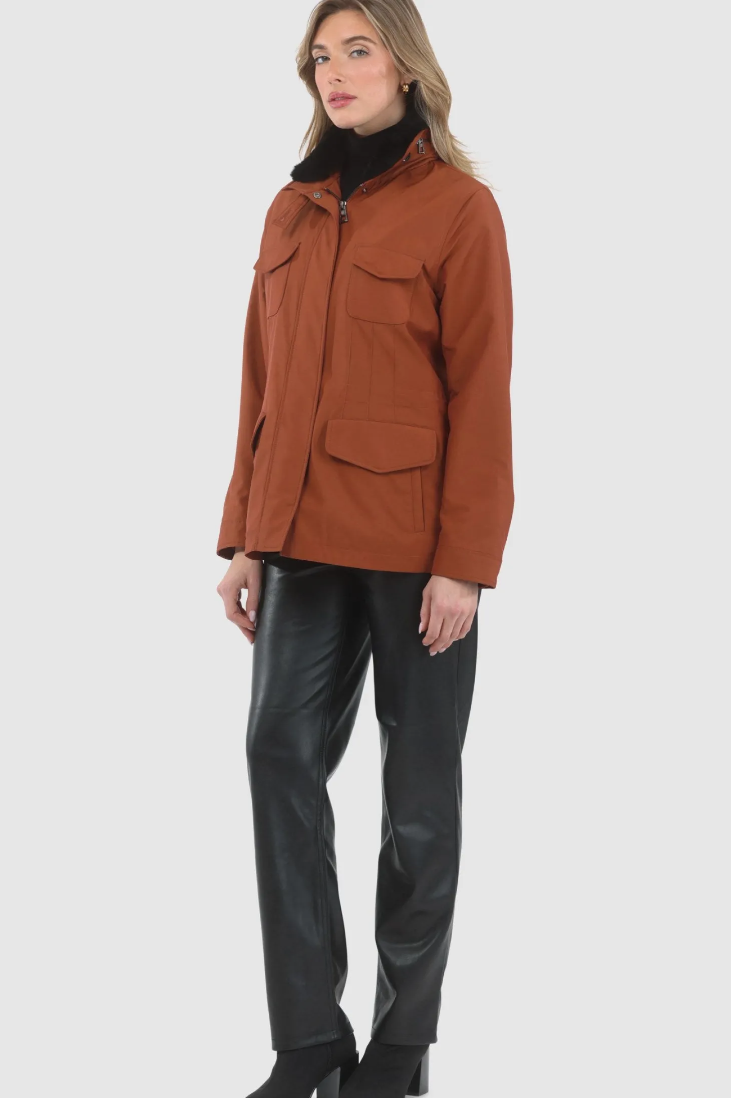 Loro Piana Storm System Lined Jacket With Detachable Select Shearling Lamb Collar, Concealed Hood