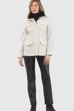 Loro Piana Storm System Lined Jacket With Detachable Select Shearling Lamb Collar, Concealed Hood