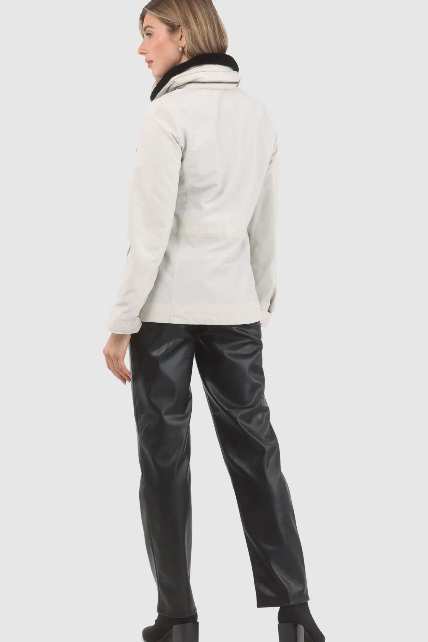 Loro Piana Storm System Lined Jacket With Detachable Select Shearling Lamb Collar, Concealed Hood