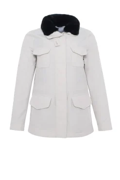 Loro Piana Storm System Lined Jacket With Detachable Select Shearling Lamb Collar, Concealed Hood