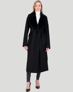 Loro Piana Wool Short Coat With Select Shearling Lamb Collar