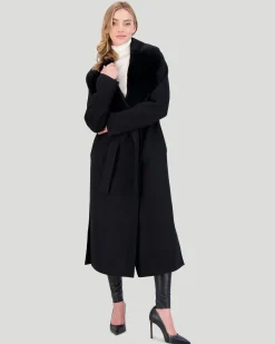 Loro Piana Wool Short Coat With Select Shearling Lamb Collar