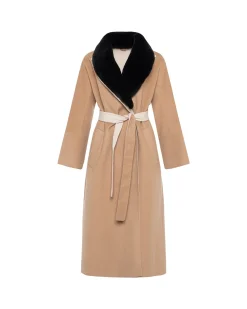 Loro Piana Wool Short Coat With Select Shearling Lamb Collar