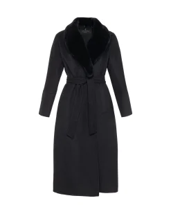 Loro Piana Wool Short Coat With Select Shearling Lamb Collar