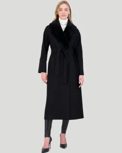 Loro Piana Wool Short Coat With Select Shearling Lamb Collar