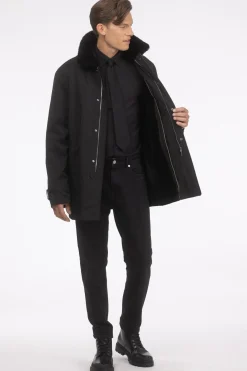 Men's Coat With Detachable Select Shearling Lamb Lining And Collar