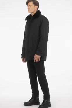 Men's Coat With Detachable Select Shearling Lamb Lining And Collar