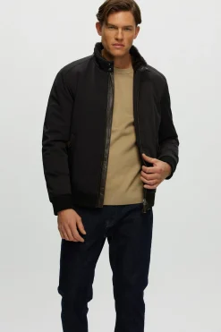 Men's Fabric Jacket With Shearling Lamb