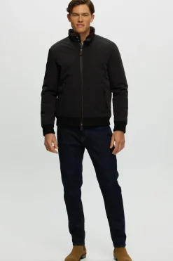 Men's Fabric Jacket With Shearling Lamb