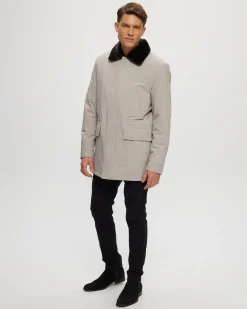 Men's Fabric Jacket With Select Shearling Lamb Lining