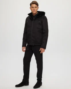 Men's Fabric Parka With Select Shearling Lamb Lining