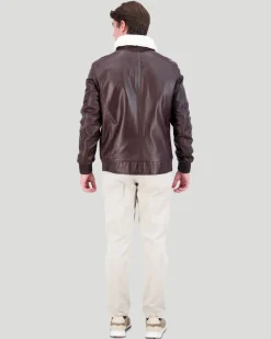 Men's Leather Jacket With Shearling Lamb