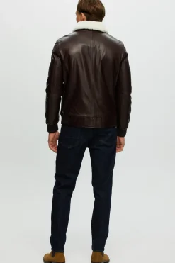 Men's Leather Jacket With Shearling Lamb