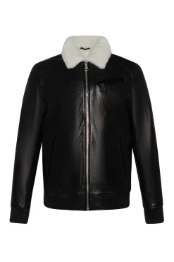 Men's Leather Jacket With Shearling Lamb