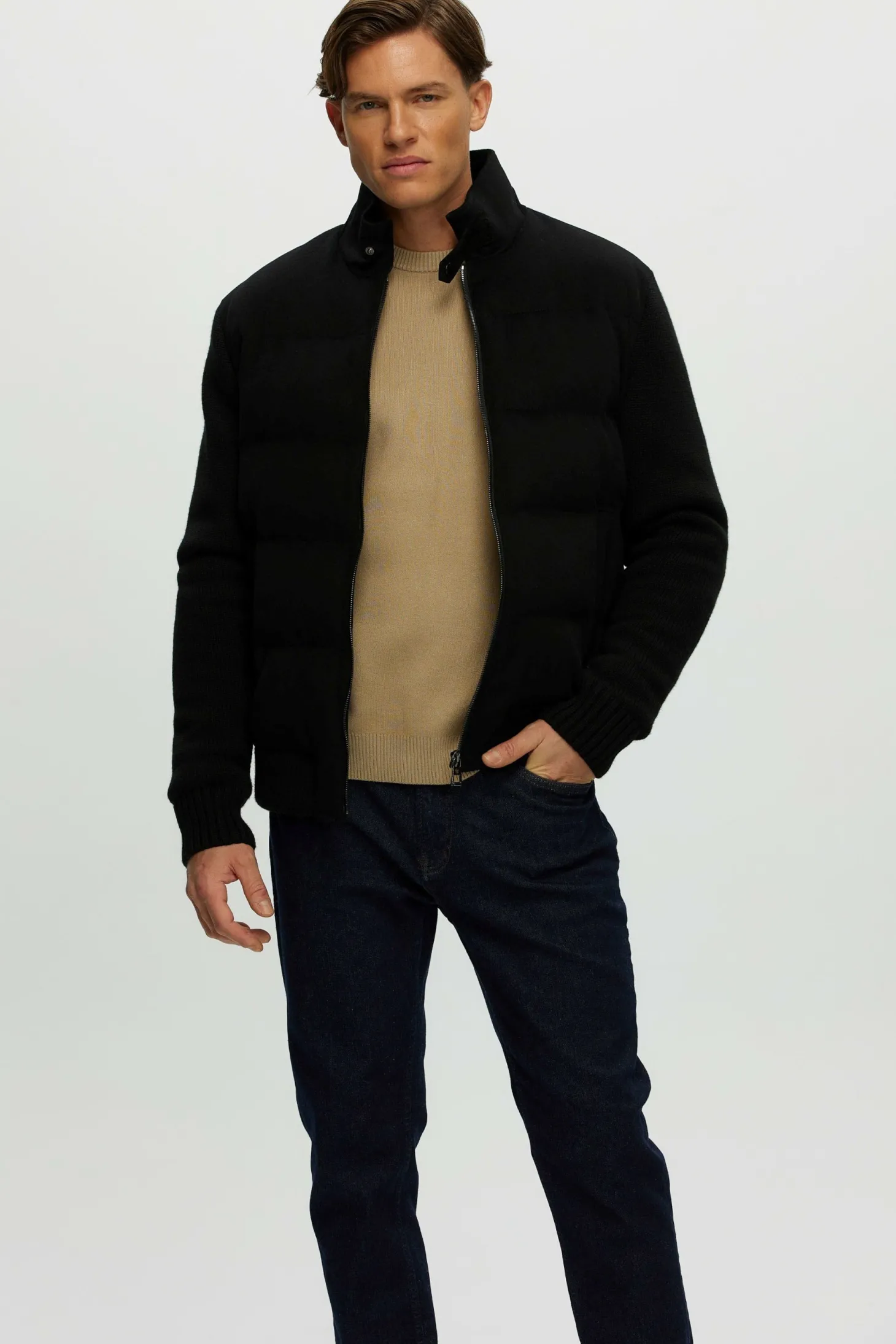 Men's Loro Piana Cashmere & Wool Jacket With Select Shearling Lamb Collar