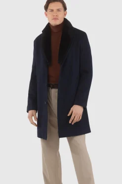 Men's Loro Piana Cashmere Short Coat With Detachable Select Shearling Lamb Collar