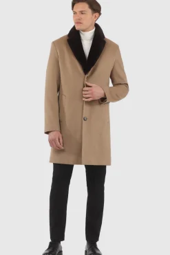 Men's Loro Piana Cashmere Short Coat With Detachable Select Shearling Lamb Collar