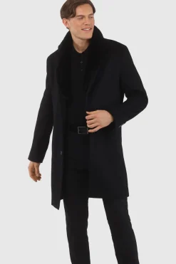 Men's Loro Piana Cashmere Short Coat With Detachable Select Shearling Lamb Collar