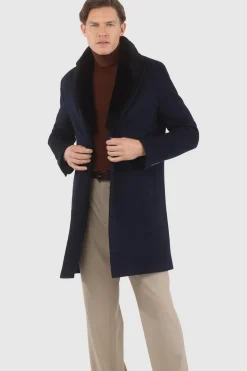 Men's Loro Piana Cashmere Short Coat With Detachable Select Shearling Lamb Collar