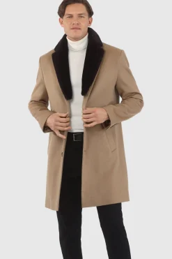 Men's Loro Piana Cashmere Short Coat With Detachable Select Shearling Lamb Collar