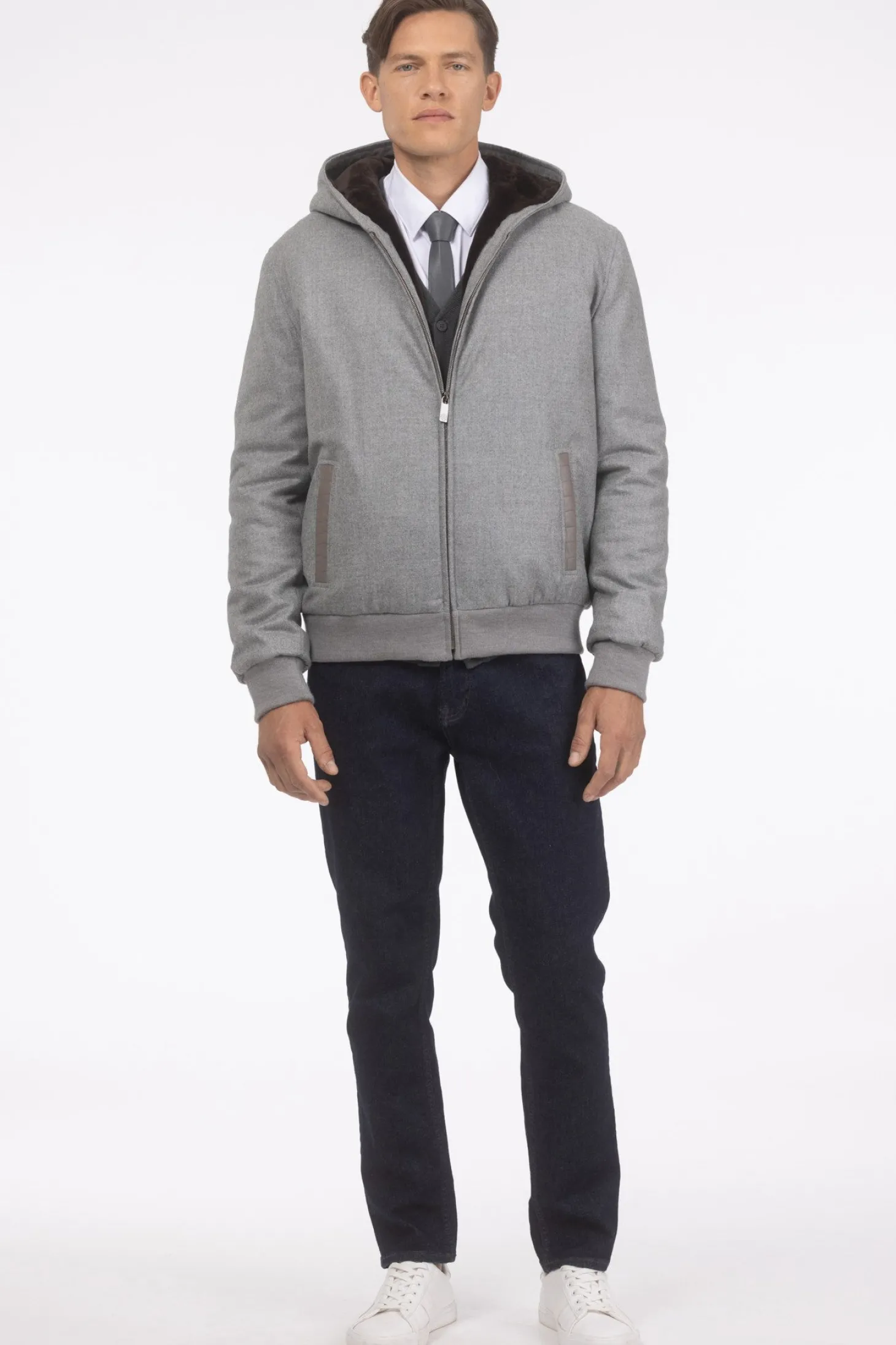 Men's Loro Piana Cashmere & Wool Jacket With Select Shearling Lamb Lining