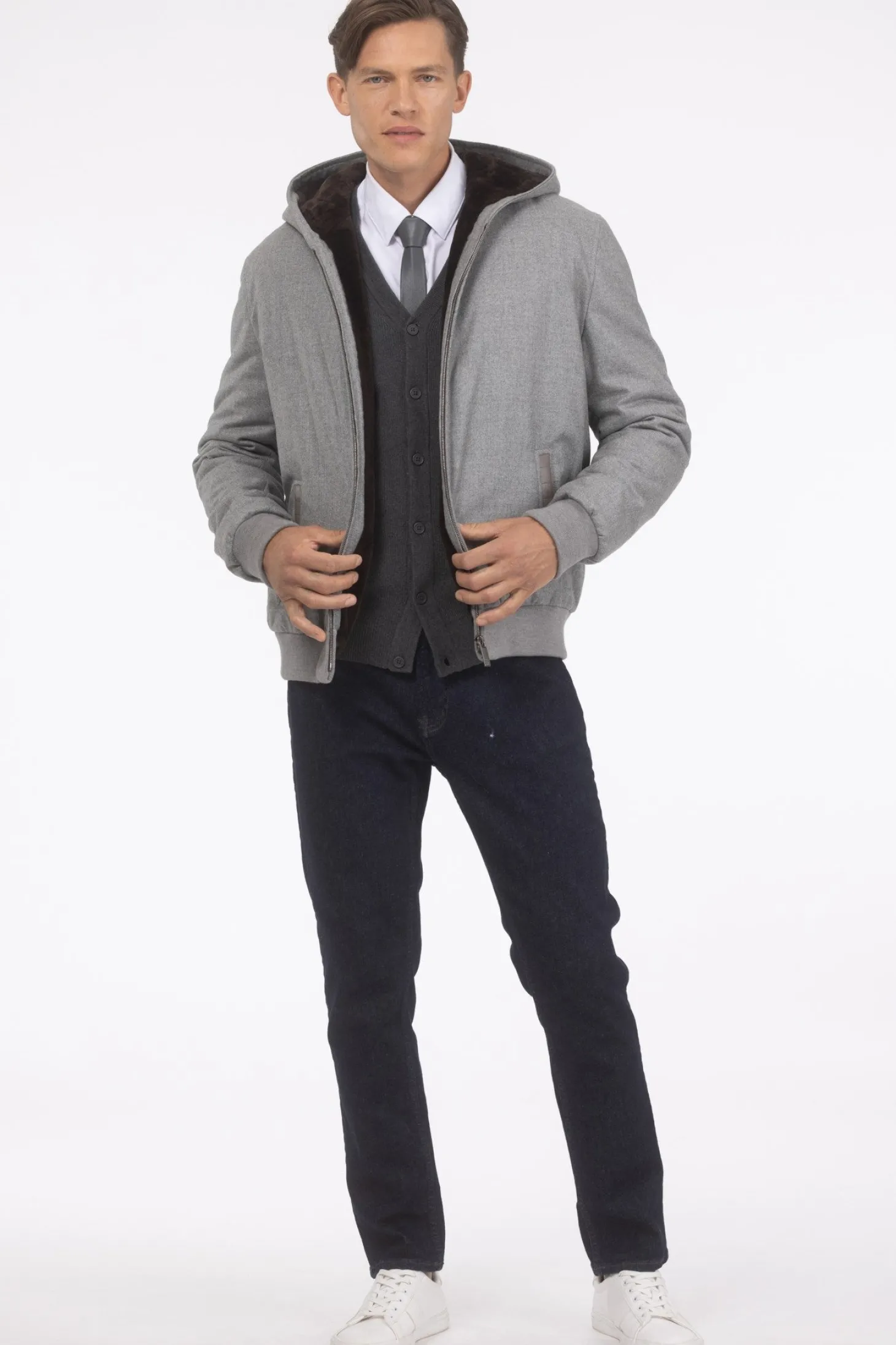 Men's Loro Piana Cashmere & Wool Jacket With Select Shearling Lamb Lining