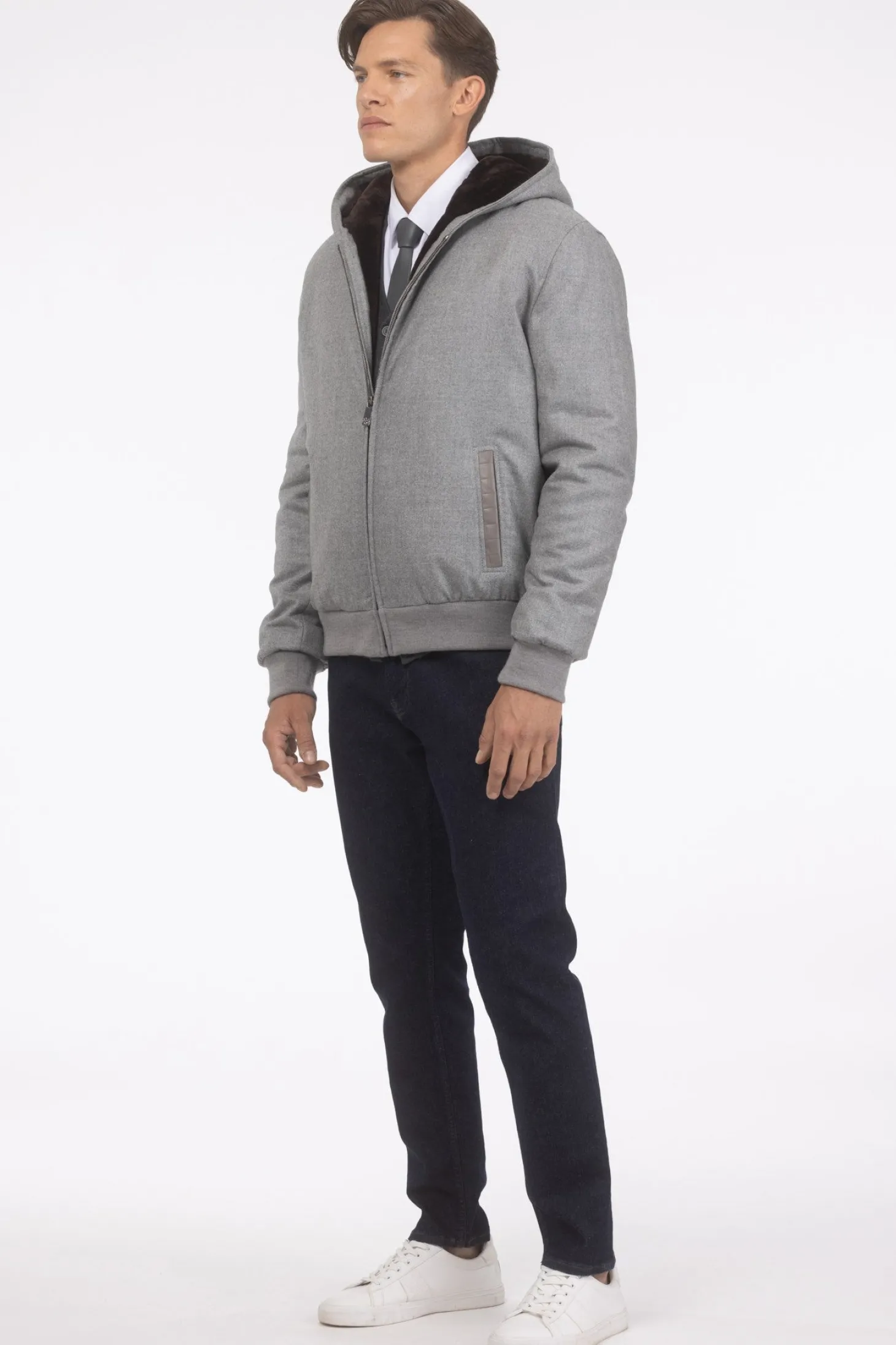 Men's Loro Piana Cashmere & Wool Jacket With Select Shearling Lamb Lining