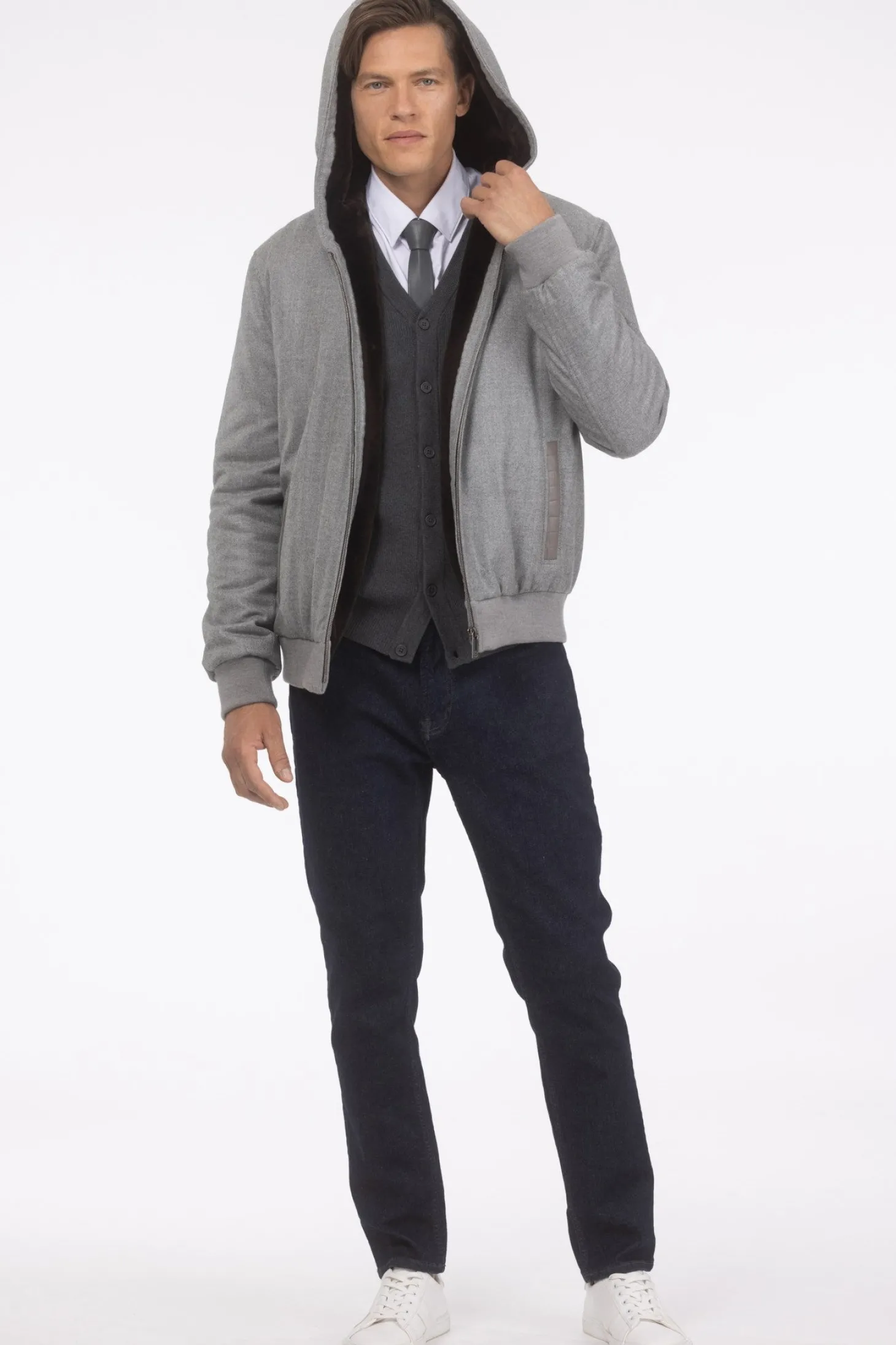 Men's Loro Piana Cashmere & Wool Jacket With Select Shearling Lamb Lining