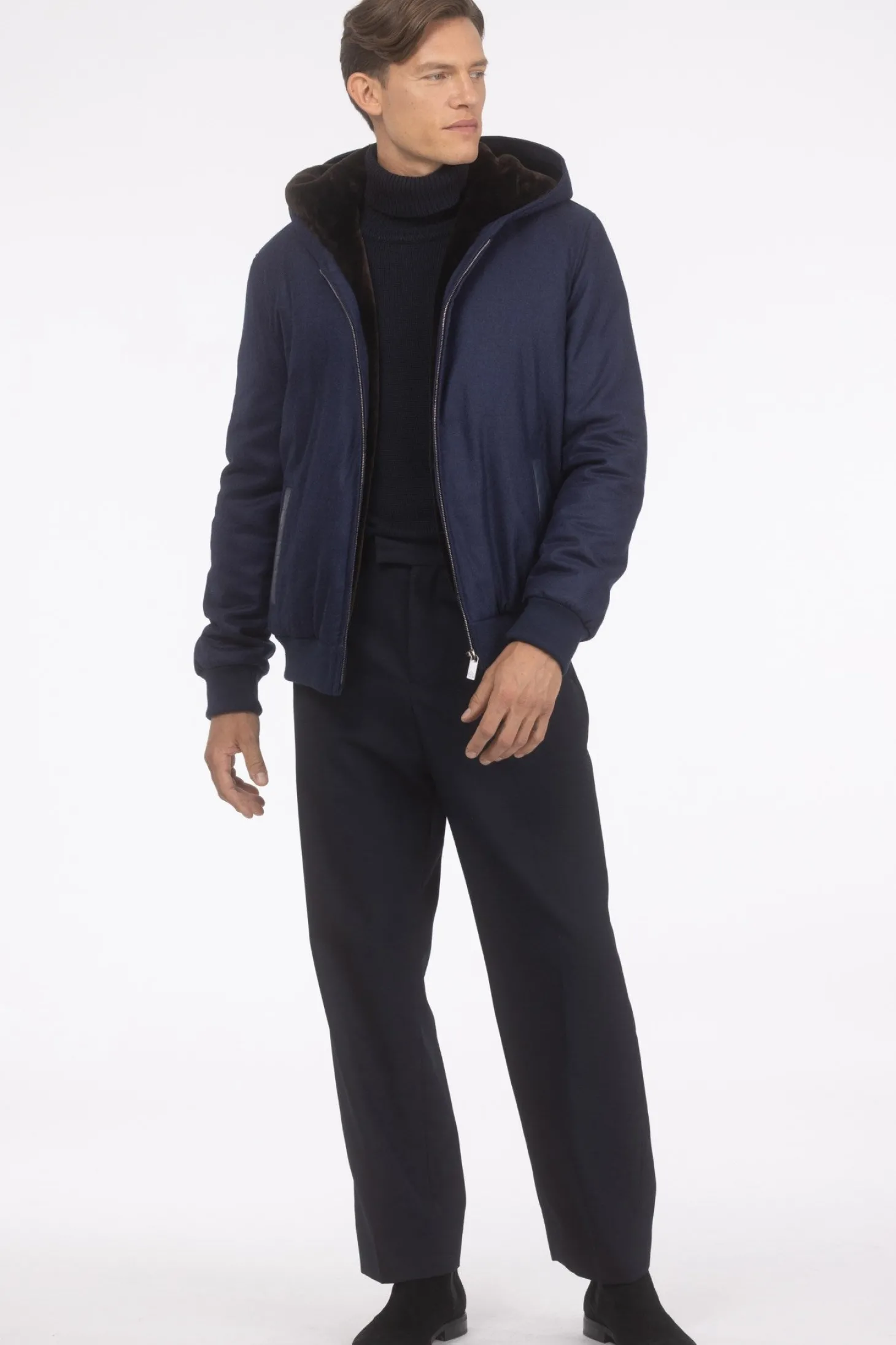 Men's Loro Piana Cashmere & Wool Jacket With Select Shearling Lamb Lining