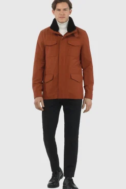 Men's Loro Piana Storm System Lined Jacket W/ Det. Shearling Lamb Collar, Concealed Hood