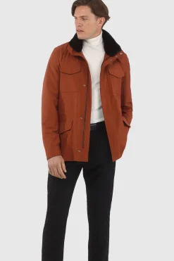 Men's Loro Piana Storm System Lined Jacket W/ Det. Shearling Lamb Collar, Concealed Hood