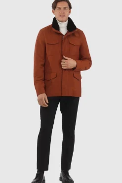 Men's Loro Piana Storm System Lined Jacket W/ Det. Shearling Lamb Collar, Concealed Hood