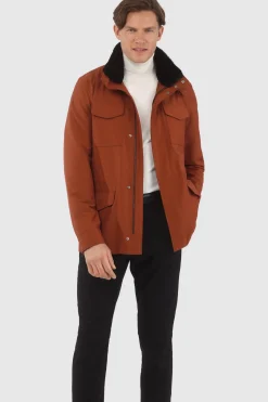 Men's Loro Piana Storm System Lined Jacket W/ Det. Shearling Lamb Collar, Concealed Hood