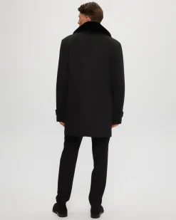 Men's Loro Piana Wool Coat With Detachable Merino Shearling Lamb Collar